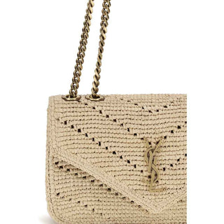 Saint Laurent Beige Raffia Shoulder Bag
