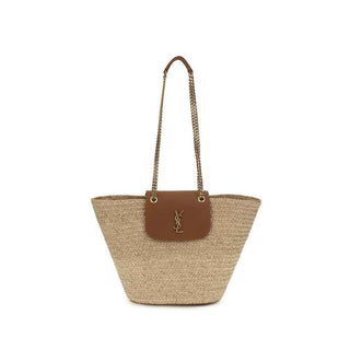 Saint Laurent Beige Raffia Shoulder Bag