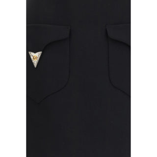 Versace Black Wool Oves Aries Mini Skirt