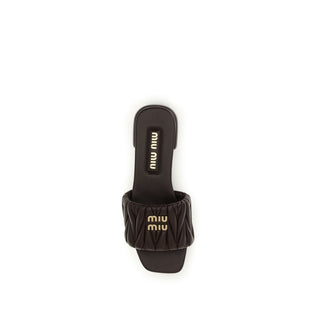 Miu Miu Brown Calf Leather Bos Taurus Flat Sandals