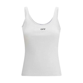 Off-White White Cotton Sleeveles T-Shirt