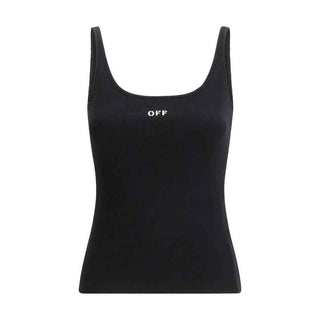 Off-White Black Cotton Sleeveles T-Shirt