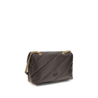 PINKO Brown Calf Leather Bos Taurus Shoulder Bag