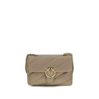 PINKO Gray Calf Leather Bos Taurus Shoulder Bag