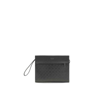 Ferragamo Black Calf Leather Bos Taurus Shoulder Bag