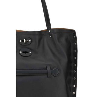 Zanellato Black Calf Leather Bos Taurus Shoulder Bag