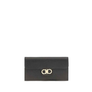 Ferragamo Black Calf Leather Bos Taurus Wallet