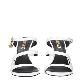 Versace White Leather Stiletto Heel Sandals