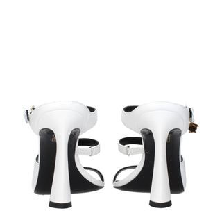 Versace White Leather Stiletto Heel Sandals