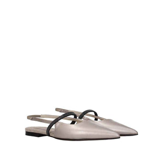 Brunello Cucinelli Beige Leather Ballet Flats