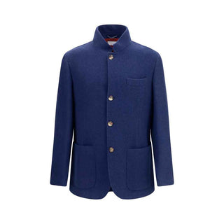 Brunello Cucinelli Blue Cashmere Full-Length Jacket