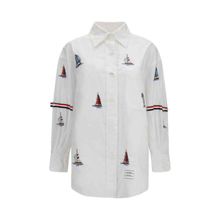 Thom Browne White Cotton Pattern Shirt