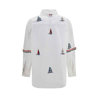 Thom Browne White Cotton Pattern Shirt
