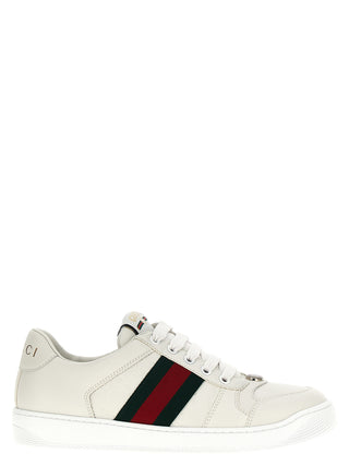 Gucci White Lamb Leather Low Top Sneakers