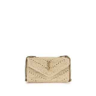 Saint Laurent Beige Raffia Shoulder Bag