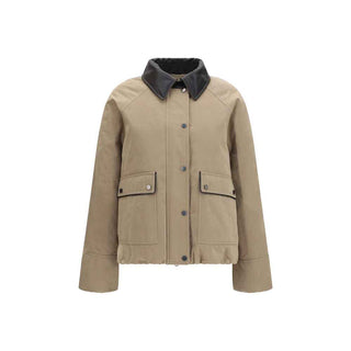 Brunello Cucinelli Beige Cotton Leather Jacket