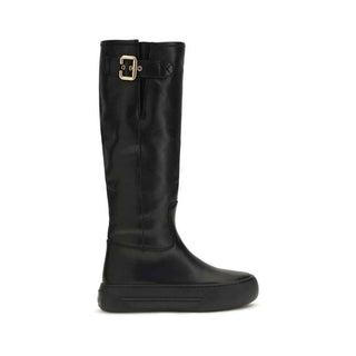 Chloé Black Calf Leather Bos Taurus Flat Boots
