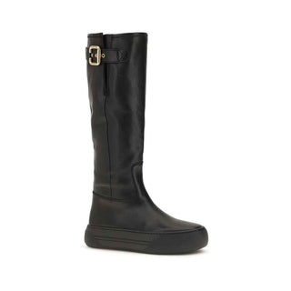 Chloé Black Calf Leather Bos Taurus Flat Boots