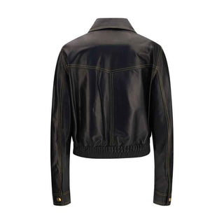 Versace Black Lamb Ovis Aries Aries Leather Jacket