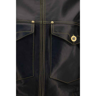 Versace Black Lamb Ovis Aries Aries Leather Jacket