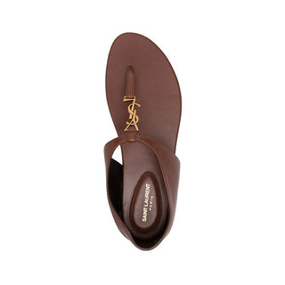 Saint Laurent Brown Lamb Leather Flip-Flop Sandals