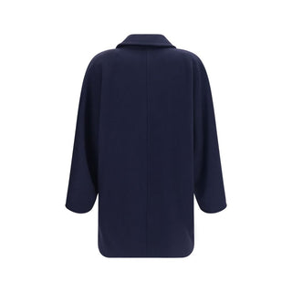 Max Mara Blue Wool Oves Aries Full-Length Jacket