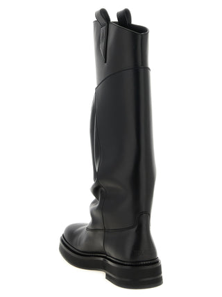 The Attico Black Calfskin Over The Knee