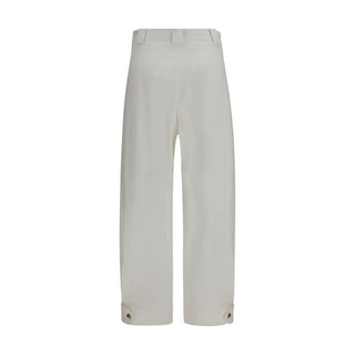 Max Mara White Cotton Cropped Pants