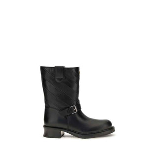 Valentino Garavani Black Calf Leather Bos Taurus Ankle Boots