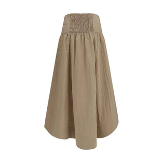Ganni Beige Cotton Midi Skirt
