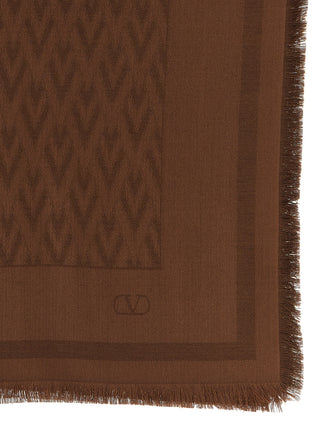 Valentino Garavani Brown Silk Scarf