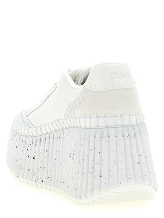 Chloé White Polyester Wedge Sandals