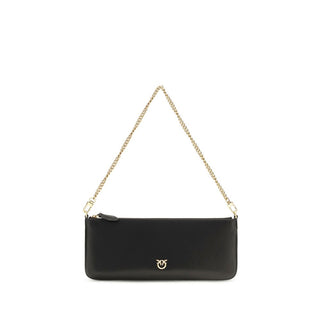 PINKO Black Calf Leather Bos Taurus Shoulder Bag