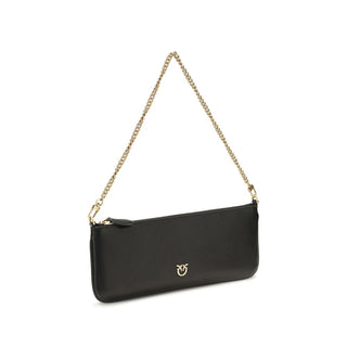PINKO Black Calf Leather Bos Taurus Shoulder Bag