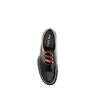Prada Black Calf Leather Bos Taurus Oxfords And Derbies