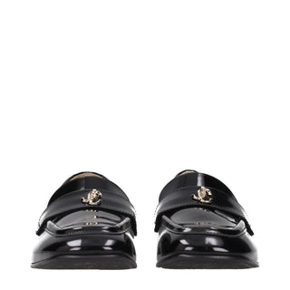 Jimmy Choo Black Leather Slip-On Loafers