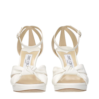 Jimmy Choo White Leather Platform Sandals