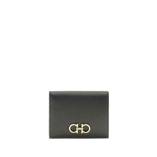 Ferragamo Black Calf Leather Bos Taurus Wallet