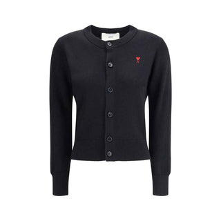 Ami Paris Black Merino Wool Cardigan