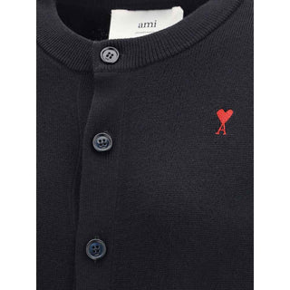 Ami Paris Black Merino Wool Cardigan