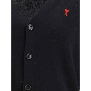 Ami Paris Black Wool Oves Aries Cardigan
