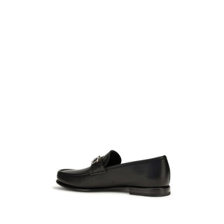 Ferragamo Black Calf Leather Bos Taurus Slip-On Loafers