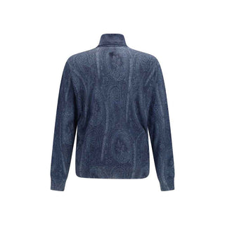 Etro Blue Silk Turtleneck
