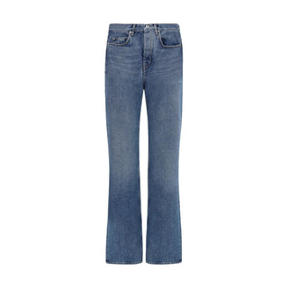 Off-White Blue Cotton Straight-Leg Jeans