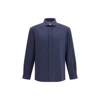 Brunello Cucinelli Blue Cotton Dress Shirt