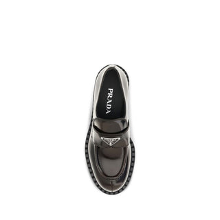 Prada Brown Calf Leather Bos Taurus Slip-On Loafers
