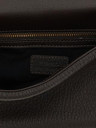 PINKO Brown Lamb Leather Crossbody Bag