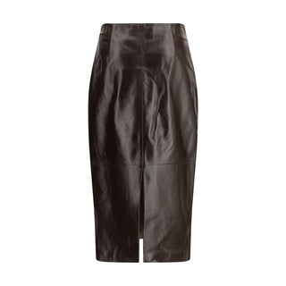 Arma Brown Leather Long Skirt