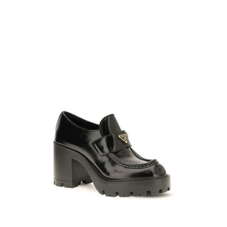 Prada Black Calf Leather Bos Taurus Platform Loafers