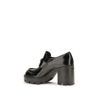 Prada Black Calf Leather Bos Taurus Platform Loafers